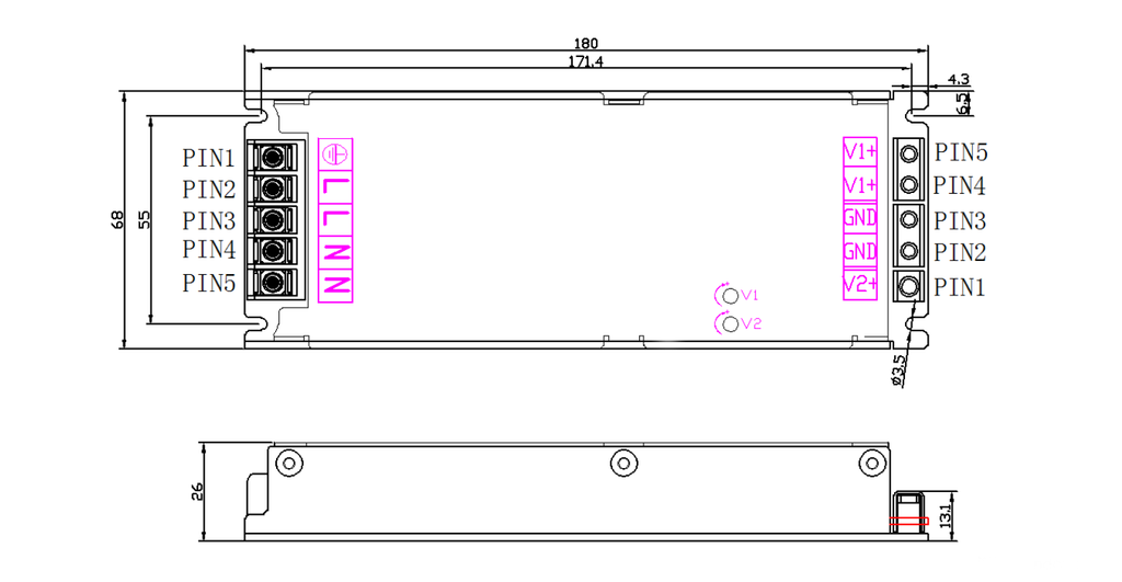 Rong-Electric MDA400PC4.2+3.2 LED panel power supply
